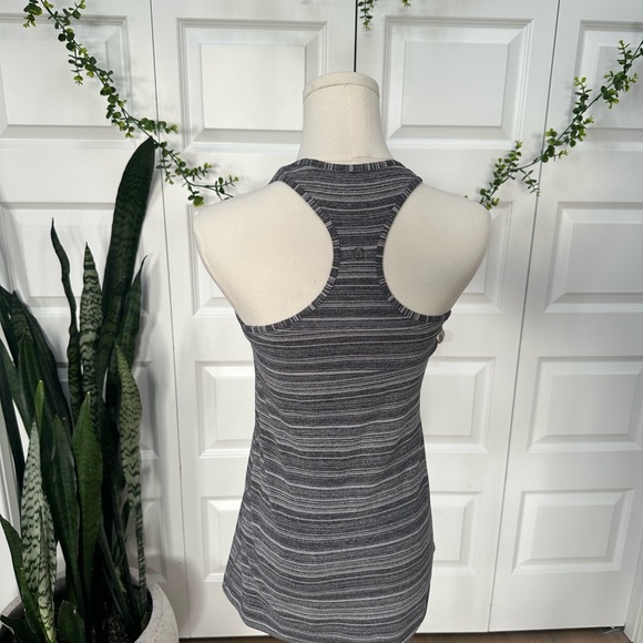 LuluLemon Cool Racerback Tank 
Grey and White Stripe - Picture 2 of 2
